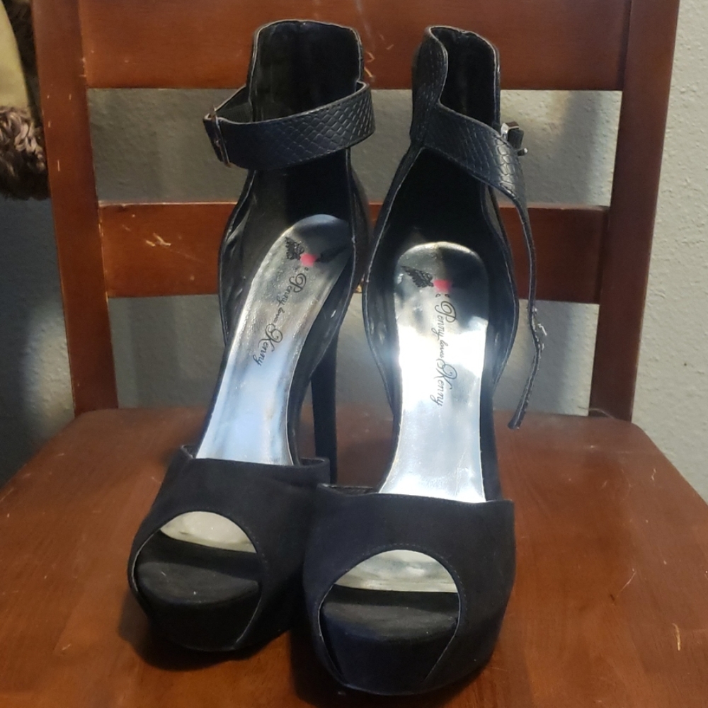 Black peep toe heels